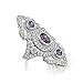 Bling Jewelry Simulated Amethyst CZ Three Stone Armor Ring Rhodium Plated