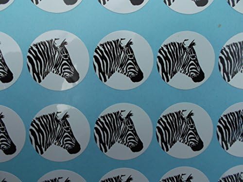Advanced Printing 60 zebra head stickers - 2 sheets of black on white sticky labels 28mm diameter