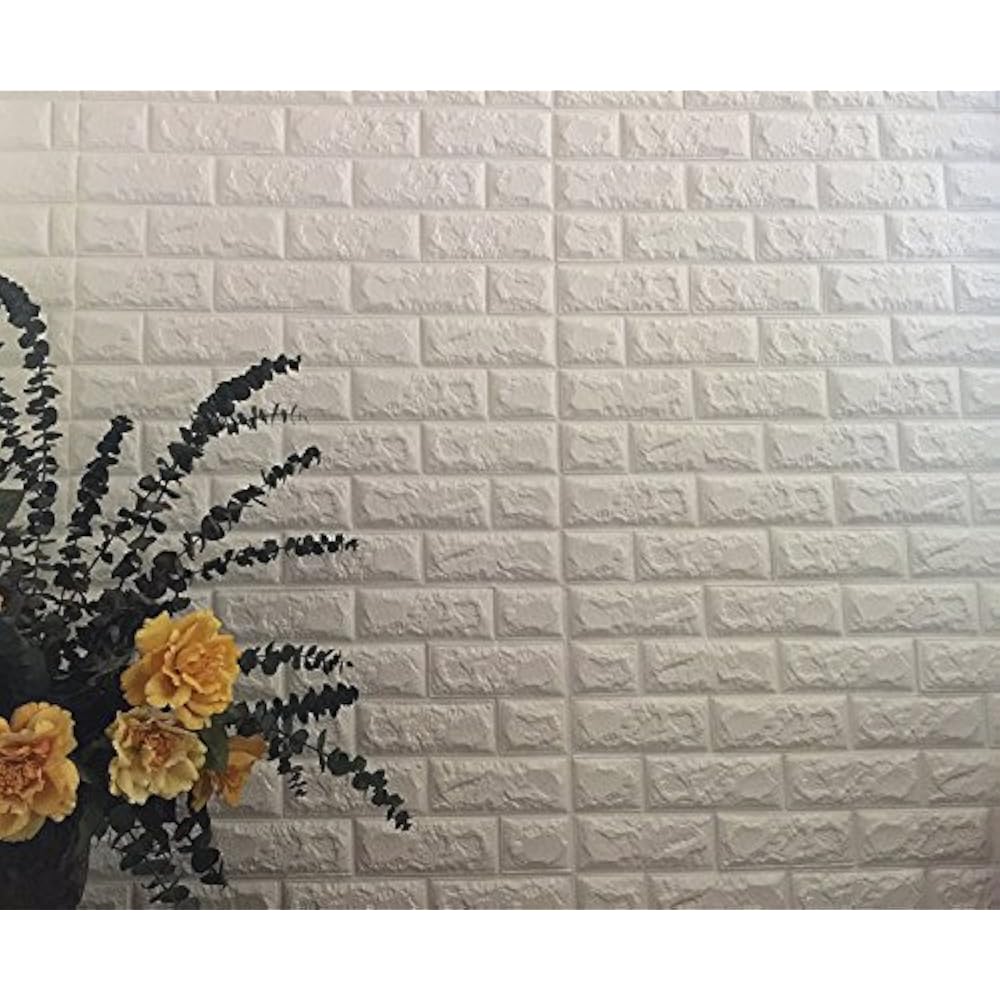 64 Sq.Ft Peel And Stick 3D Wall Panels For Interior Decor, White Brick