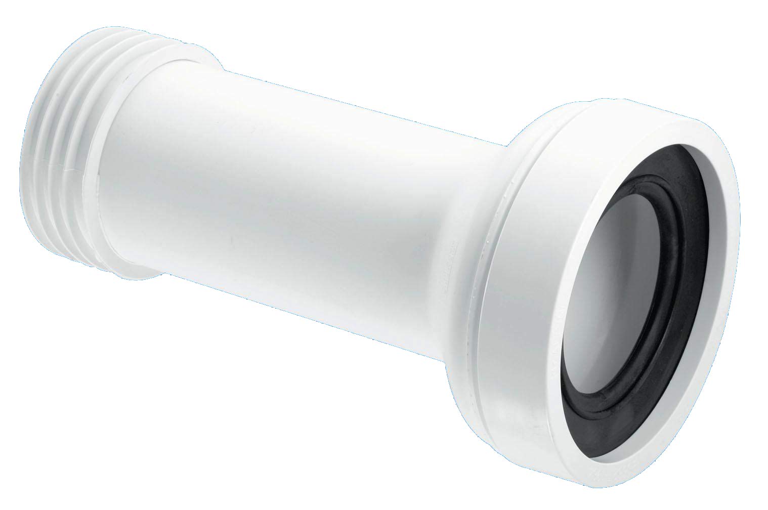 McAlpine WC-CON2B Straight Adjustable Length Rigid WC Connector 3.5"/90mm Outlet Size, White