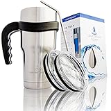 Liquid Savvy's 30oz Stainless Steel Tumbler Bundle - Includes Tumbler, 2 Lids, Straw, and Handle - Double Walled Vacuum Insulated Tumbler for Hot and Cold Beverages - Stainless Steel