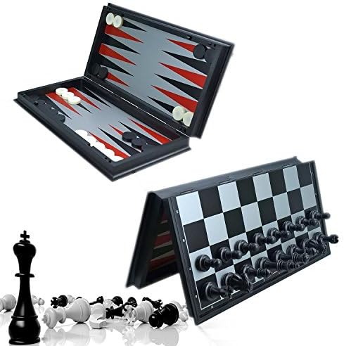 Magnetic Chess Board,DeeBuu 3 in1 Game Set Travel International Chess Checker,Backgammon Educational toys for Kids and adults 12.5 Inches