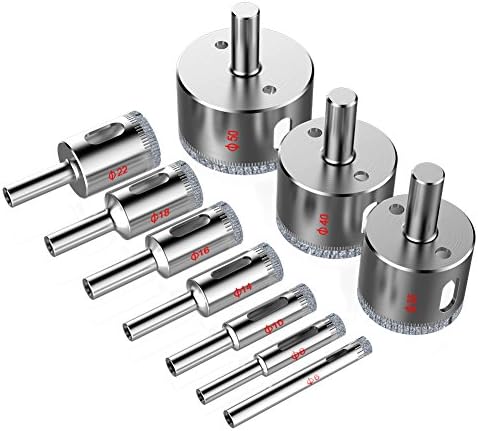 Diamond Drill Bits,Kusonkey [10-Pack] Hole Saw Core Bits Hollow Extractor Remover Set Tools for Granite/Ceramic/ Porcelain/Tiles/Glass/Marble