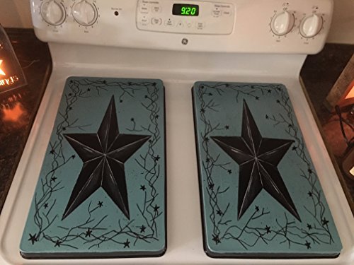 Primitive Country Decor Texas Star Stainless Steel Stove Burner Covers Set of 2