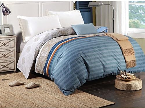Modern Minimalist style Striped flowers/Floral 100% Cotton Quilt Cover-S 160x200cm(63x79inch)
