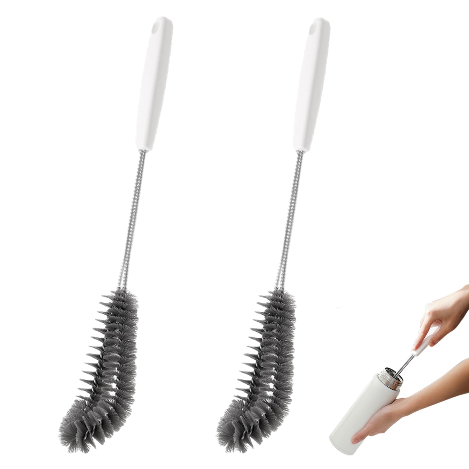 Photo 1 of 2-Pack 16 inches Long Handle Bottle Cleaning Brushes - Ideal for Coffee Glasses, Pots, Milk Cups, Mugs, Wine Bottles, and Baby Bottles (Black)
