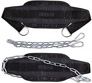 Visaman Fitness Dip Belt with Chain for Weight lifting, Dipping Pull Up Belt, Dip Belt Leather Attachment, Powerlifting, and Bodybuilding Workouts Belts, Comfortable Waist Support for Men &amp; Women