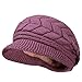 Odema Womens Knit Wool Hats with Visor Warm Skull Beanie Caps for Winter Mauve