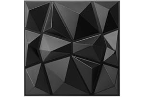 Art3d Decorative 3D Wall Panels in Diamond Design, 12"x12" Matt Black for Home and Office Decor (33 Pack)