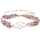 For Granddaughter Bracelet Gifts from Grandma A Link That Can Never Be Undone Adjustable Beaded Stone Knot Hand Braided Infinity Heart Bracelets Double Layer for Women Christmas Birthday Gift Jewelry