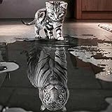 DIY 5D Diamond Painting Kit, Staron Cat Tiger Diamond Painting Full Drill Cross Stitch Embroidery Arts Craft Home Wall Decor (Cat)