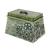 storeindya Keepsake Box Multipurpose Storage Organizer Wooden with Floral Hand Carvings, 9 x 6 inches