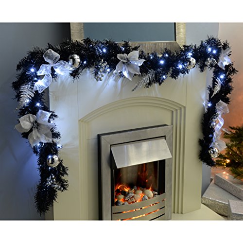 Christmas Garland 9 ft With 40 White LED Lights Home Magic Winter