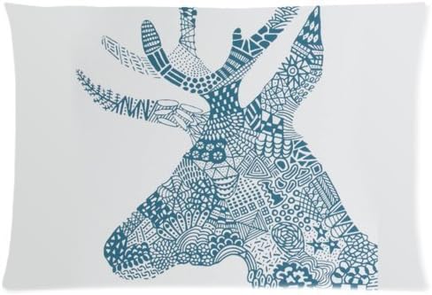 Super Soft Throw Pillow Covers Abstract Blue Deer Head Deer Face Buck Animal Throw Pillow Case Zippered Pillow Cover Home Sofa Decorative 20"X 30" Inch(Twin Sides) Hot Brand
