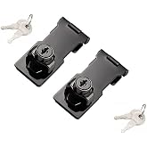 2 Packs Keyed Hasp Locks Twist Knob Keyed Locking Hasp for Small Doors, Cabinets and More,Stainless Steel Steel, Hasp Lock Catch Latch Safety Lock Door Lock with Keys (3inch, Bliack)