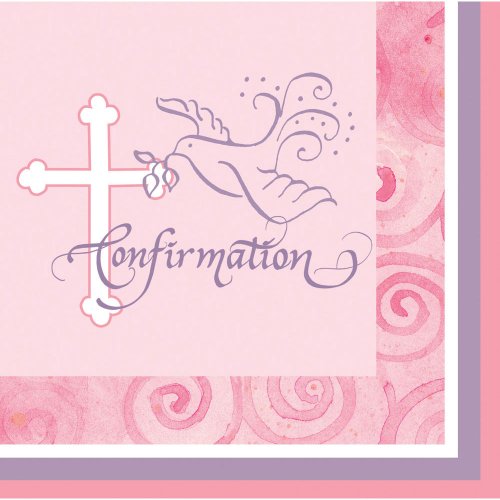 Faithful Dove Pink Confirmation Luncheon Napkins