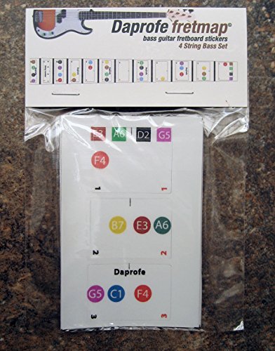 Daprofe Bass Guitar Fretboard Note Map Fingerboard Removable Vinyl Stickers 22 Fret Coverage