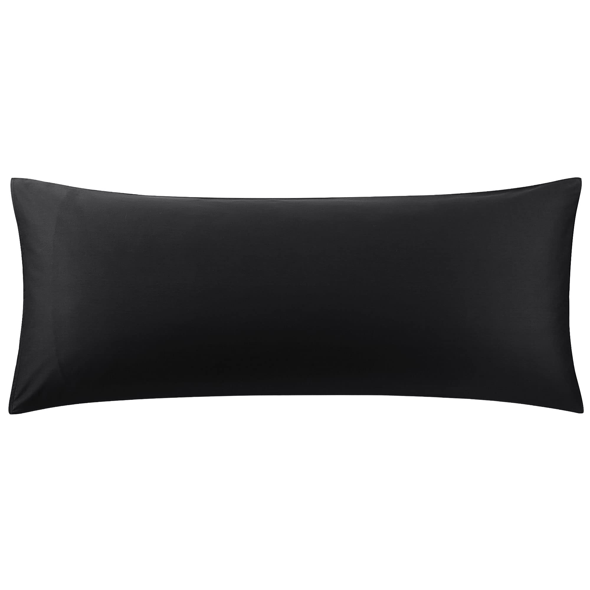 PiccoCasa 100% Cotton Body Pillowcase, Soft and Breathable Body Pillow Cover with Envelope Closure Bedroom Long Pillow Case Black 20"x48" (4ft)