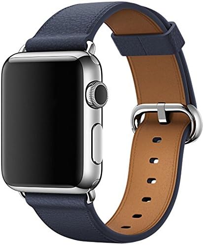 Daze Leather Strap Replacement Watch Band For Apple Watch for iWatch Classic Buckle 38mm/42mm (Navy Blue, 42mm)