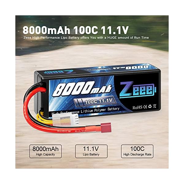 Zeee 3S Lipo Akku 11,1V 8000mAh 100C Hardcase Batterie mit Deans T Stecker für RC Evader BX Auto Car Truck LKW Truggy RC… – Bild 4