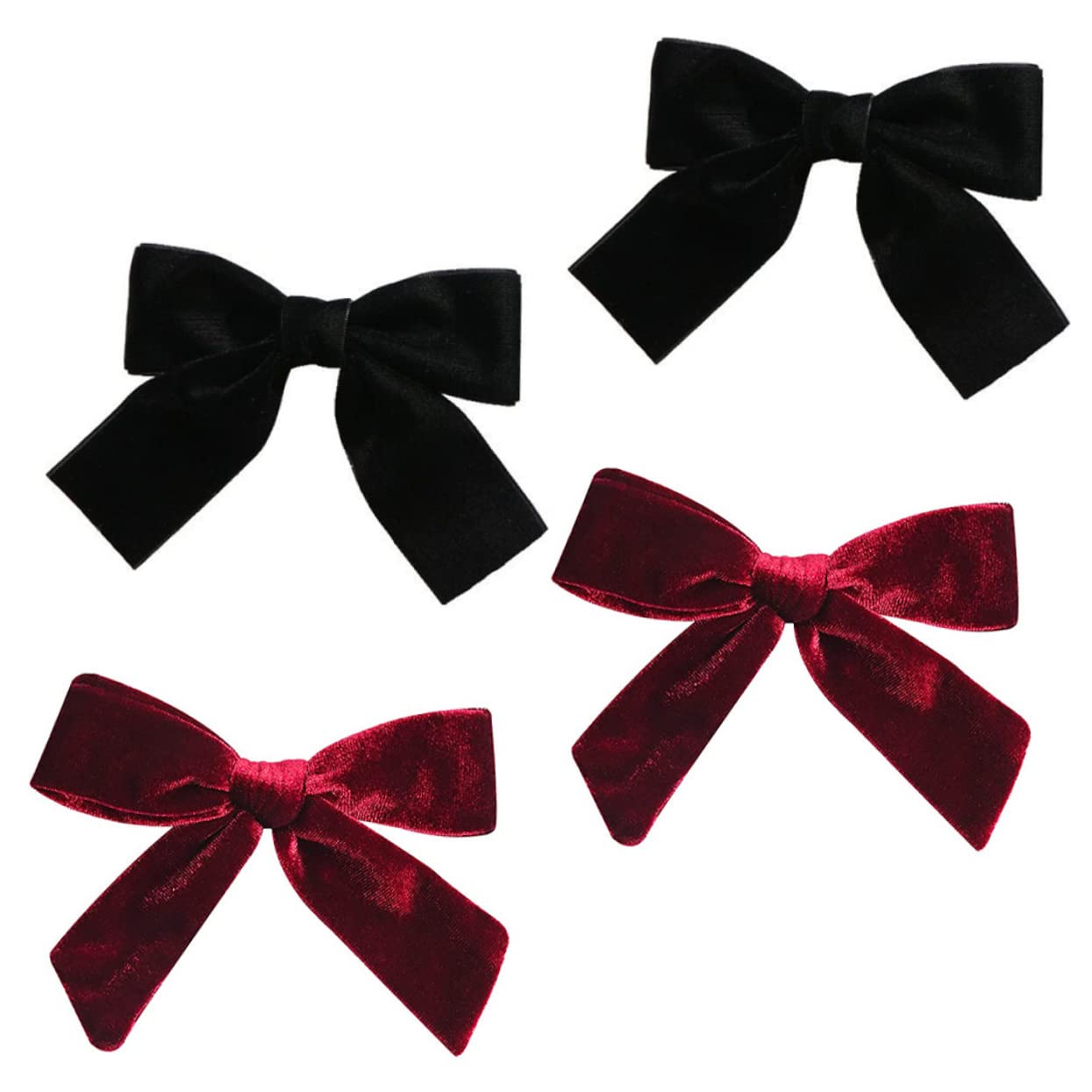 4pcs Bow headdress bridal headpieces for wedding bowknot hair clamp headpiece hair ribbon decorative hair clip aliigator hair clip bridal red Christmas pin child velvet
