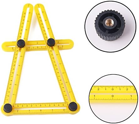 EDCarrying Multi Angle Ruler Angleizer Template Tool Angle Measurement Tool-Measures All Angles and Forms for Carpenter Craftsmen (Yellow)