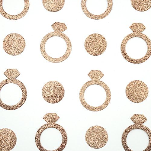 Nicrolandee Diamond Ring Confetti Copper Glitter for Wedding Bridal Shower Bachelorette Engagement Decorations 200 Pcs/bag