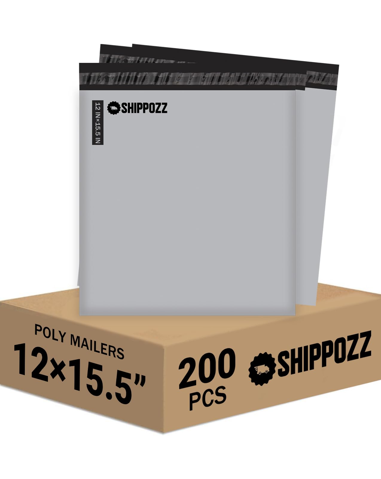 Photo 1 of 12 x 15.5 200pcs Shippozz Poly Mailers – Durable Shipping Envelopes with Strong Adhesive Seal, Waterproof and Tear-Resistant Design – Ideal for Clothing, Books, and Accessories