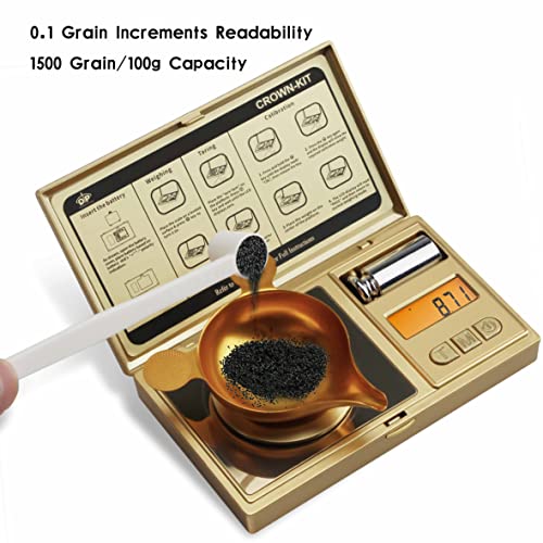 QP Digital Reloading Scale, 𝟲 𝗶𝗻 𝟭 CrownKit, 0.1gn × 1500 Grain High