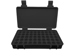 Planitia Corp. 3D Printed Vial Storage Case - Waterproof 3ml Vial Storage Case with 50 Slots - Freezer Safe Hard Shell Essential Oil Case for Home, Fridge, Travel, 16mm Max Diameter, 35mm Max Height