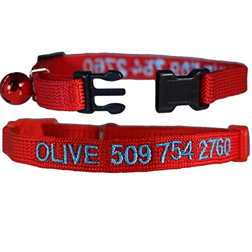 Custom Embroidered Cat Id Collars with Breakaway Safety Release Buckle