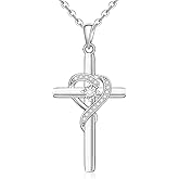 Fenthring Cross Necklace for Women Sterling Silver Infinity Necklaces Cross Pendant Simple Womens Mothers Day Gifts