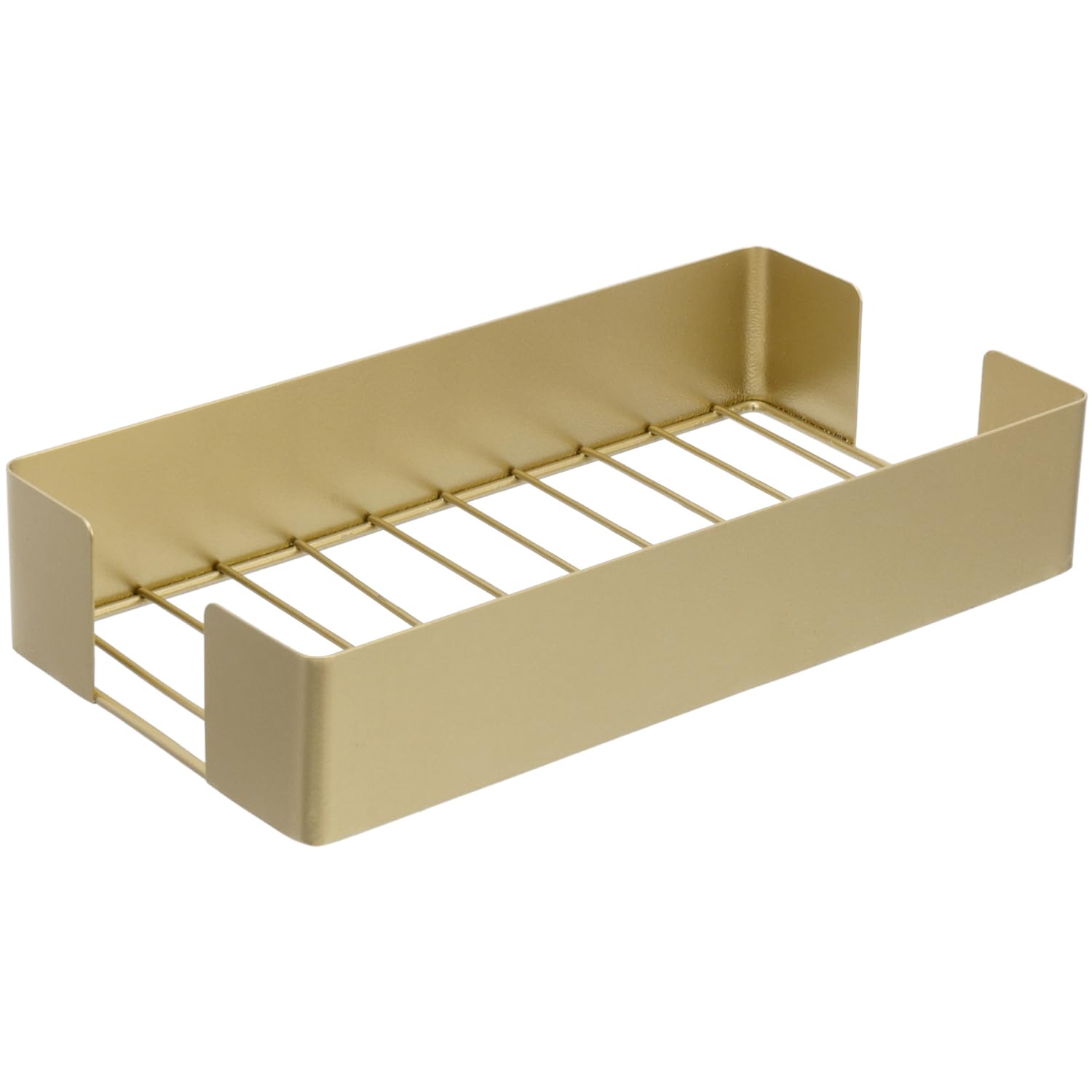 Photo 1 of MyGift Modern Gold Tone Metal Guest Bathroom Countertop Folded Paper Towel Holder, Commercial Disposable Napkin Storage Tray for Sink Counter Vanity Table