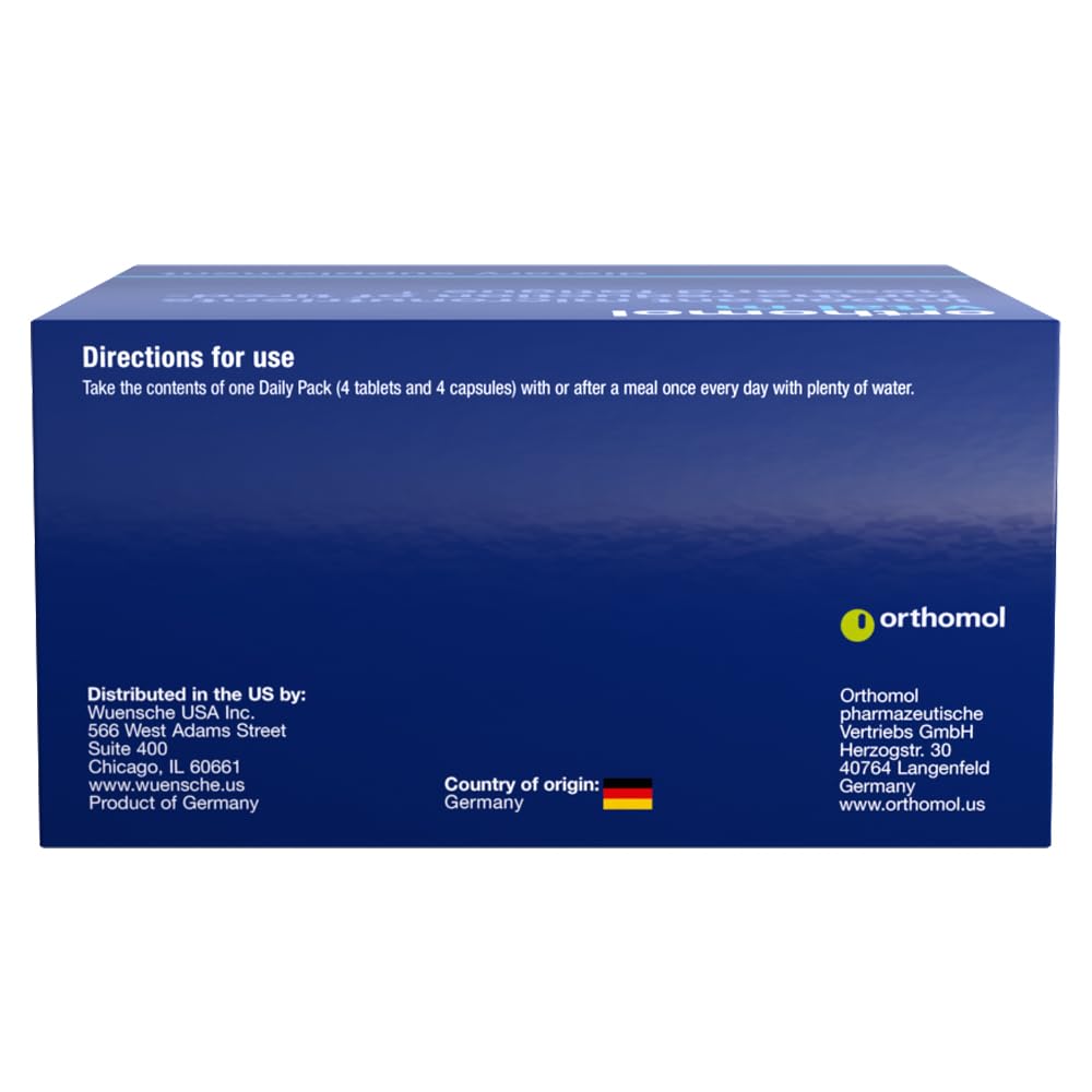 Orthomol Vital M Tablet Packets, Men's Multivitamin, 30-Day Supply, Vitamins A, B, C, D, E, K, Iodine, Omega-3