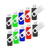 RAOYI 10 Pack 8GB Swivel USB Flash Drive Metal Thumb Drives Pen Drive USB 2.0 Bulk Flash Drive Memory Stick(Black/Red/Blue/Green,4 Mixed Colors)
