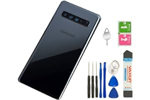 FXDTECH Galaxy S10 5G Cover Back Glass Replacement Camera Frame Lens Parts for Samsung Galaxy S10 G977U G977N 5G Back Cover Glass Door Housing + Tools (Majestic Black)