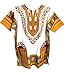 Dashiki Shirt African Caftan Unisex Large Size White and Yellow