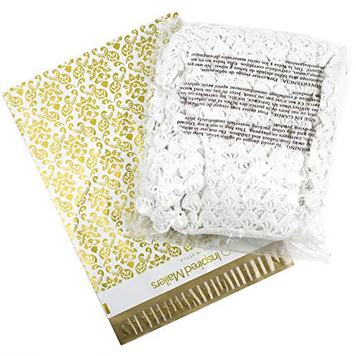Inspired Mailers - Poly Mailers 10x13 - Damask Pattern Deluxe (Gold) - 100 Pack - 3.15mil Unpadded Shipping Bags