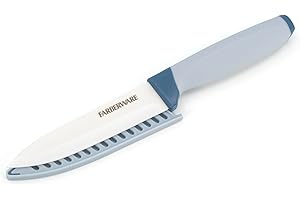 Farberware - Ceramic Utility Knife 5-Inch with Protective Sheath, Ultra-Sharp Blade, Soft-Grip Handle, Teal