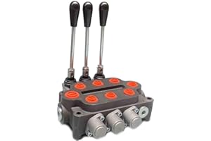 TABODD 3 Spool 25GPM Hydraulic Directional Control Valve, Double Acting Control 3/4 BSPP Ports 3000PSI Directional Control Valve for Tractors Loaders Tanks