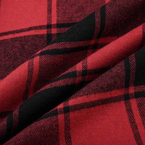 Birdfly Basic Black Top Patchwork Plaid Skirt Fashion Dress for Women Girl (2XL, Red) - Thumbnail 4