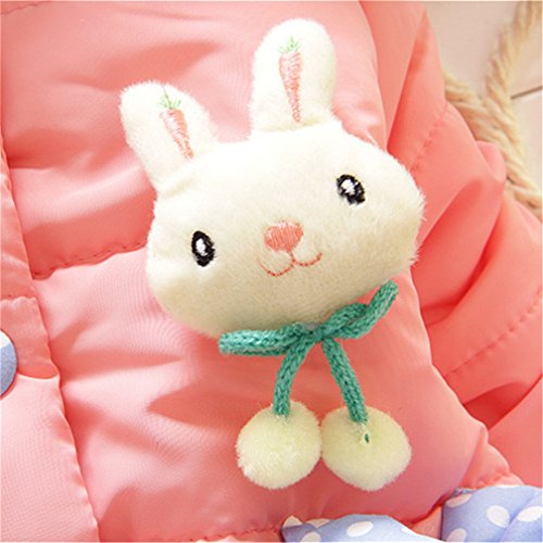Baby Girls Winter Autumn Cotton Warm Rabbit Jacket Coat (3T, Pink)
