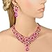 EVER FAITH Women's Austrian Crystal Elegant Orchid Flower Teardrop Jewelry Set Pink Gold-Tone