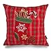 Phantoscope Decorative Christmas Throw Pillow Cover with Grid Background (Gift)