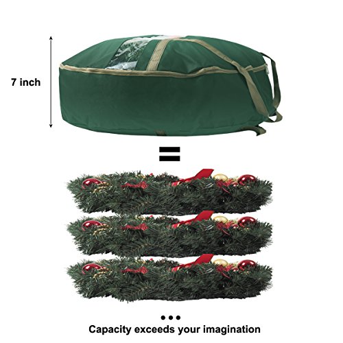 ONWAY Christmas Wreath Storage Bag With Clean Window And Transparent Card Slot for Labeling