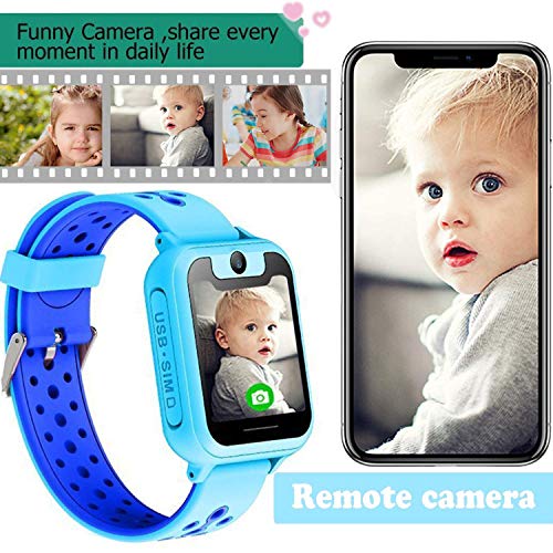 Kids Smartwatch with GPS Tracker Phone Remote Monitor Camera Touch Screen One Game Anti Lost Alarm Clock App Control by Parents for Children Boys Girls Christmas Holiday Birthday Gifts (01 S6 Blue)
