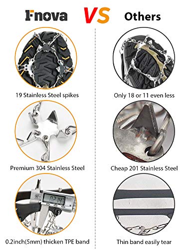 Fnova Crampons Ice Cleats Traction Cleats Ice Snow Grips Crampons for Boots Shoes Crampons for Mens Womens, Hiking, Walking, Climbing,Mountaineering