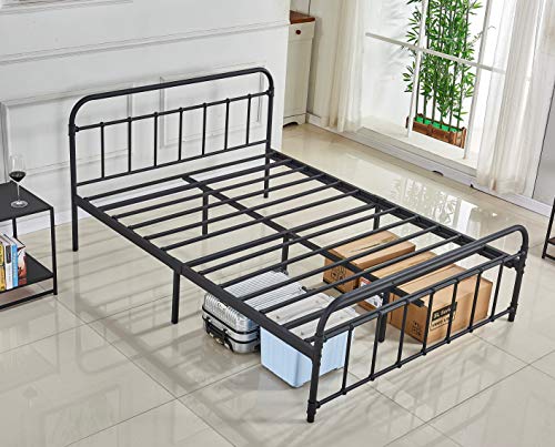 Queen Bed Frame, Platform Metal Bed Frame Foundation Queen Size with Headboard and Footboard (DS-10 Queen)