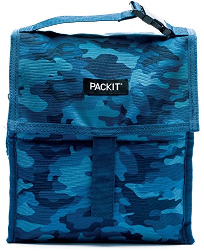 PackIt Freezable Lunch Bag with Zip Closure, Blue Camo