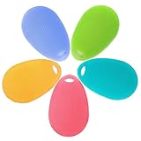 New Food-grade Antibacterial Silicone Non Stick Dishwashing Brush Dish Towel Scrubber For Kitchen Wash Pot Pan Dish Bowl / Wash Fruit and Vegetable By I-pure items (5pcs Mix Color)
